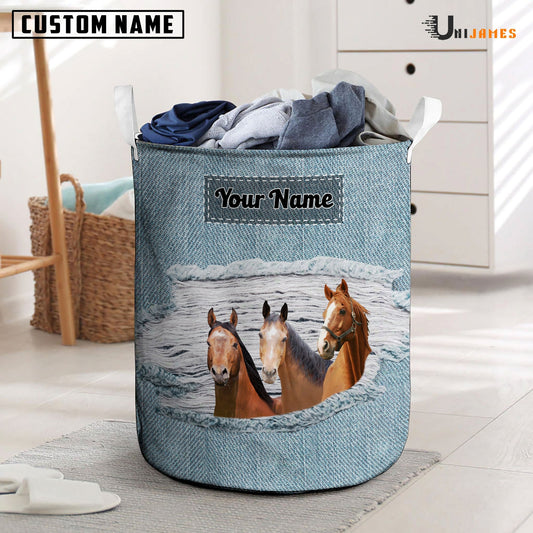 Uni Horse Custom Name Jeans Laundry Basket