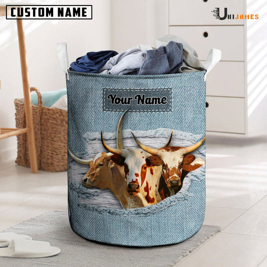 Uni Texas Longhorn Custom Name Jeans Laundry Basket