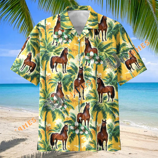 Unijames Morgan Horse Palm Tree Hawaiian Shirt