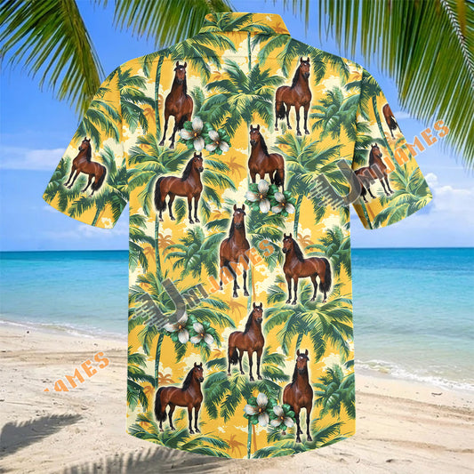 Unijames Morgan Horse Palm Tree Hawaiian Shirt