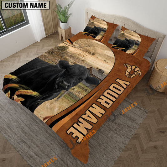 Uni Black Angus Premium Brown Pattern 3D Bedding Set