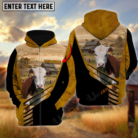 Uni Lucky Hereford On Farm Personalized Name Hoodie