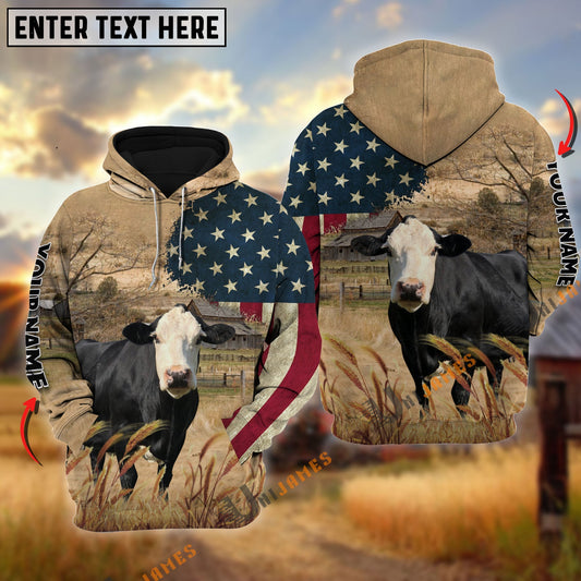 Uni Black Baldy US Flag Customized Name 3D Hoodie