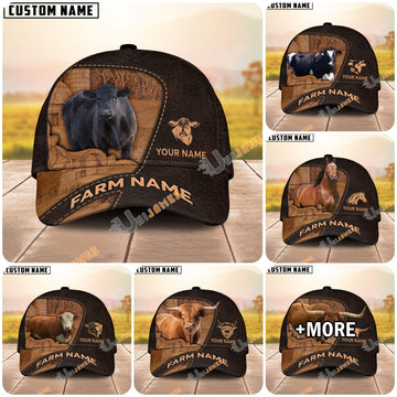 Unijames Leather Pattern Personalized Name & Farm Name Cattle Cap