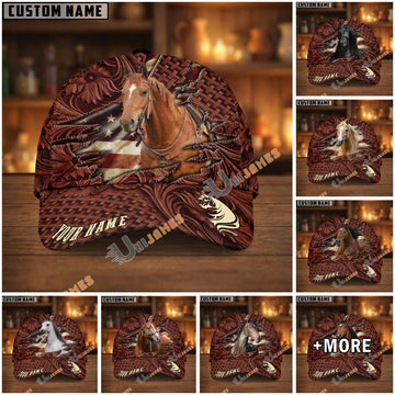 Unijames Personalized Horse Carving Brown Pattern Style Cap (9 Breeds)