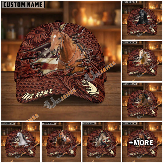 Unijames Personalized Horse Carving Brown Pattern Style Cap (9 Breeds)