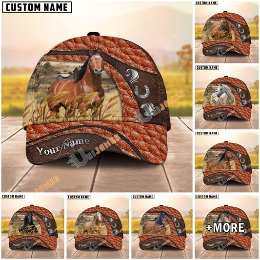 Unijames Personalized Horse Orange Brown Leather Style Cap (9 Breeds)