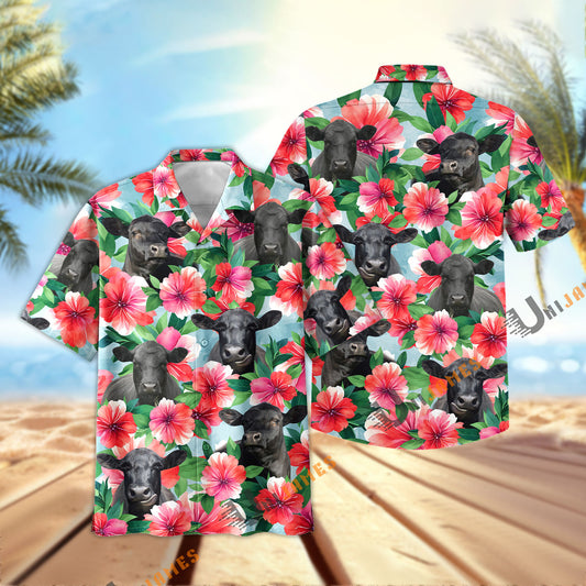 Uni Black Angus Garish Floral Hawaiian Shirt