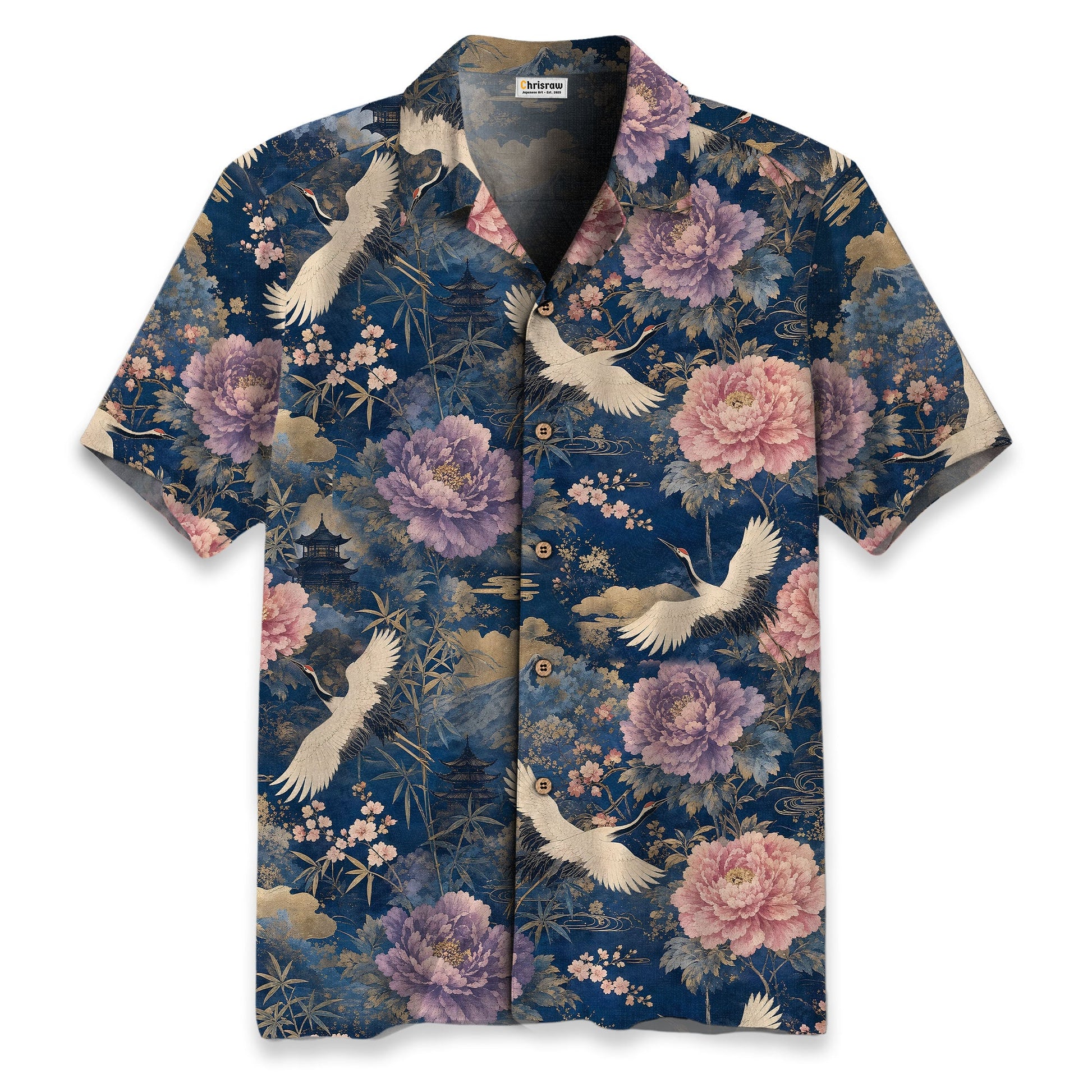 Cranes of Edo Hawaiian Shirt