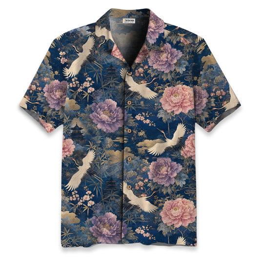 Cranes of Edo Hawaiian Shirt