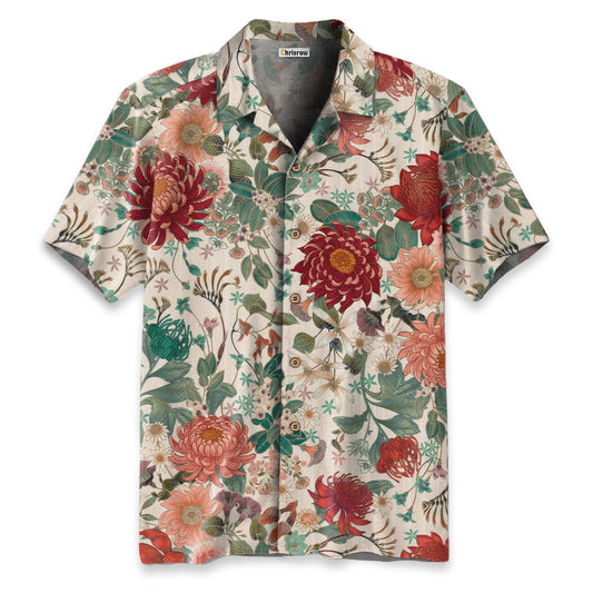 Crimson Daisy Hawaiian Shirt