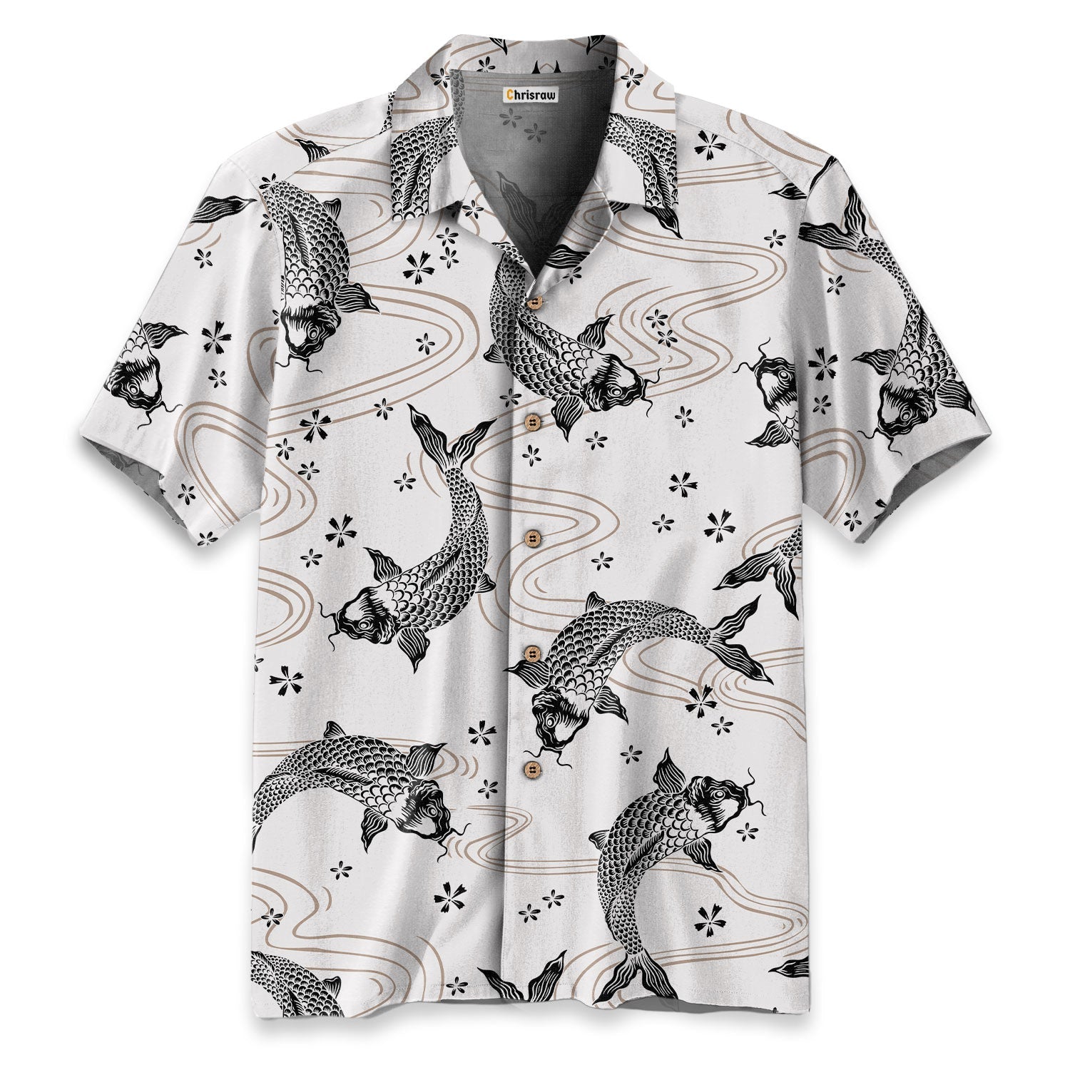 Black Koi And White Koi Hawaiian Shirt