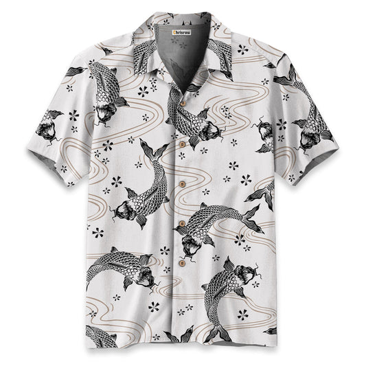 Black Koi And White Koi Hawaiian Shirt