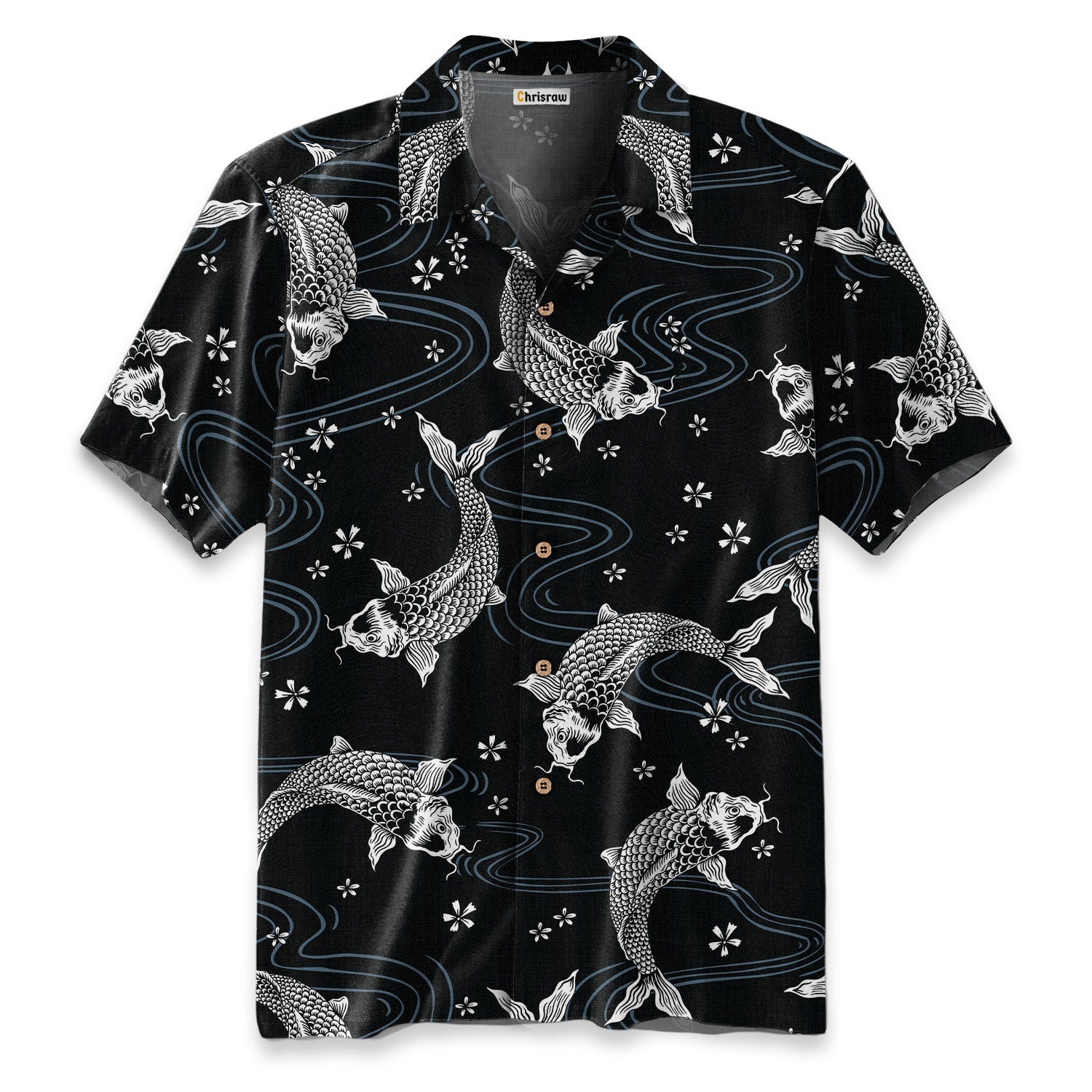 Black Koi And White Koi Hawaiian Shirt