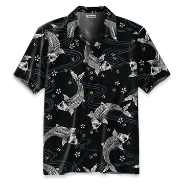 Black Koi And White Koi Hawaiian Shirt