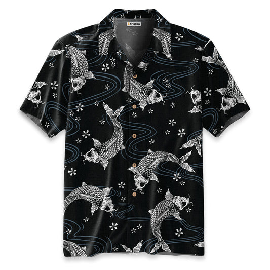 Black Koi And White Koi Hawaiian Shirt