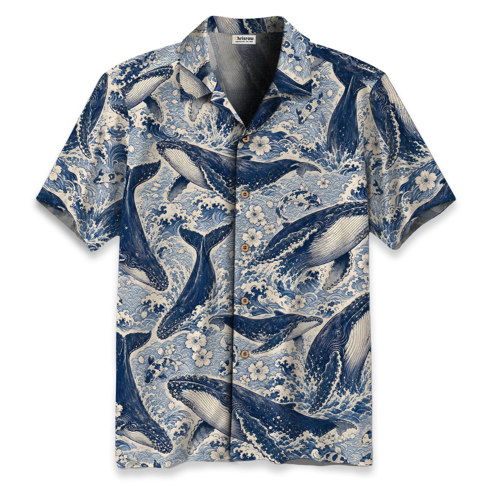 Blue Ocean Whale Hawaiian Shirt