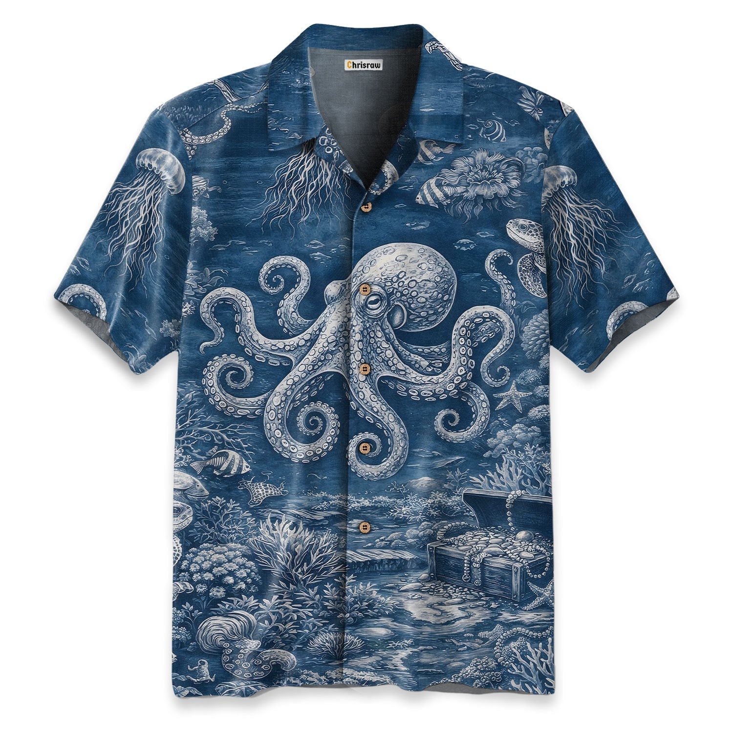 Blue Ocean Octopus Hawaiian Shirt