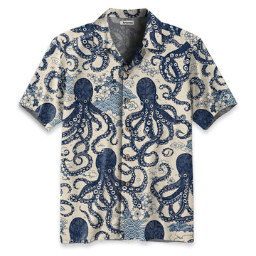 Blue Ocean Octopus Hawaiian Shirt