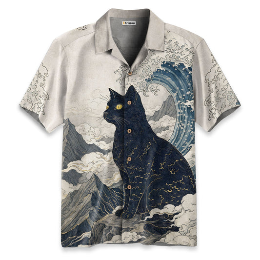 Cat Amidst Majestic Peaks Hawaiian Shirt