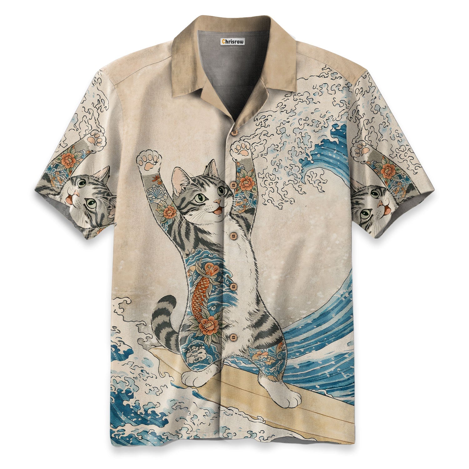 Cat Surfing Hawaiian Shirt