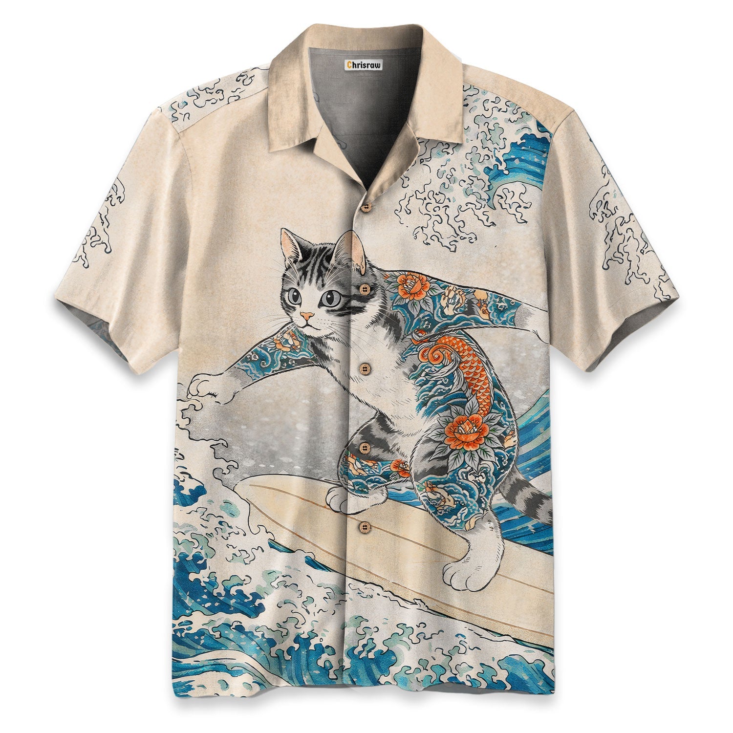 Cat Surfing Hawaiian Shirt