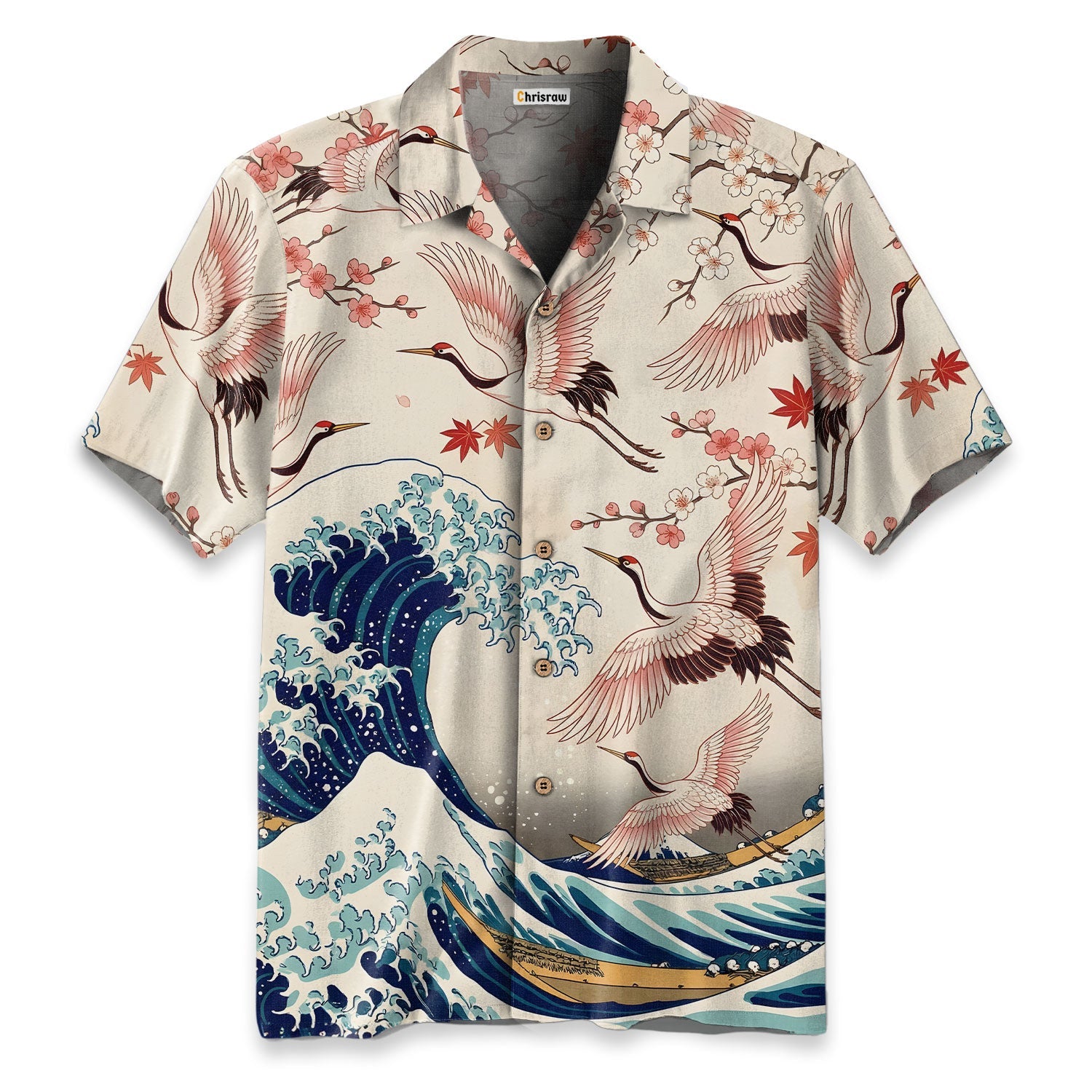 Cranes Dancing On The Waves Hawaiian Shirt