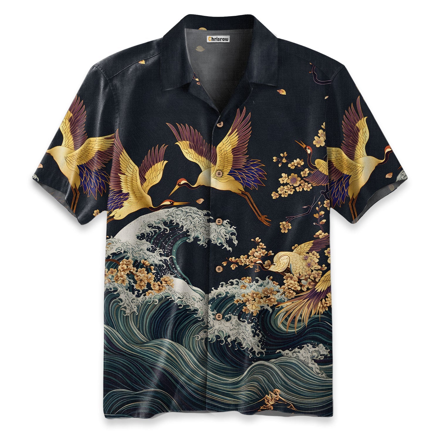 Cranes Dancing On The Waves Hawaiian Shirt