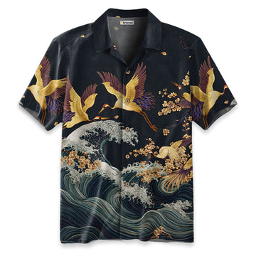 Cranes Dancing On The Waves Hawaiian Shirt