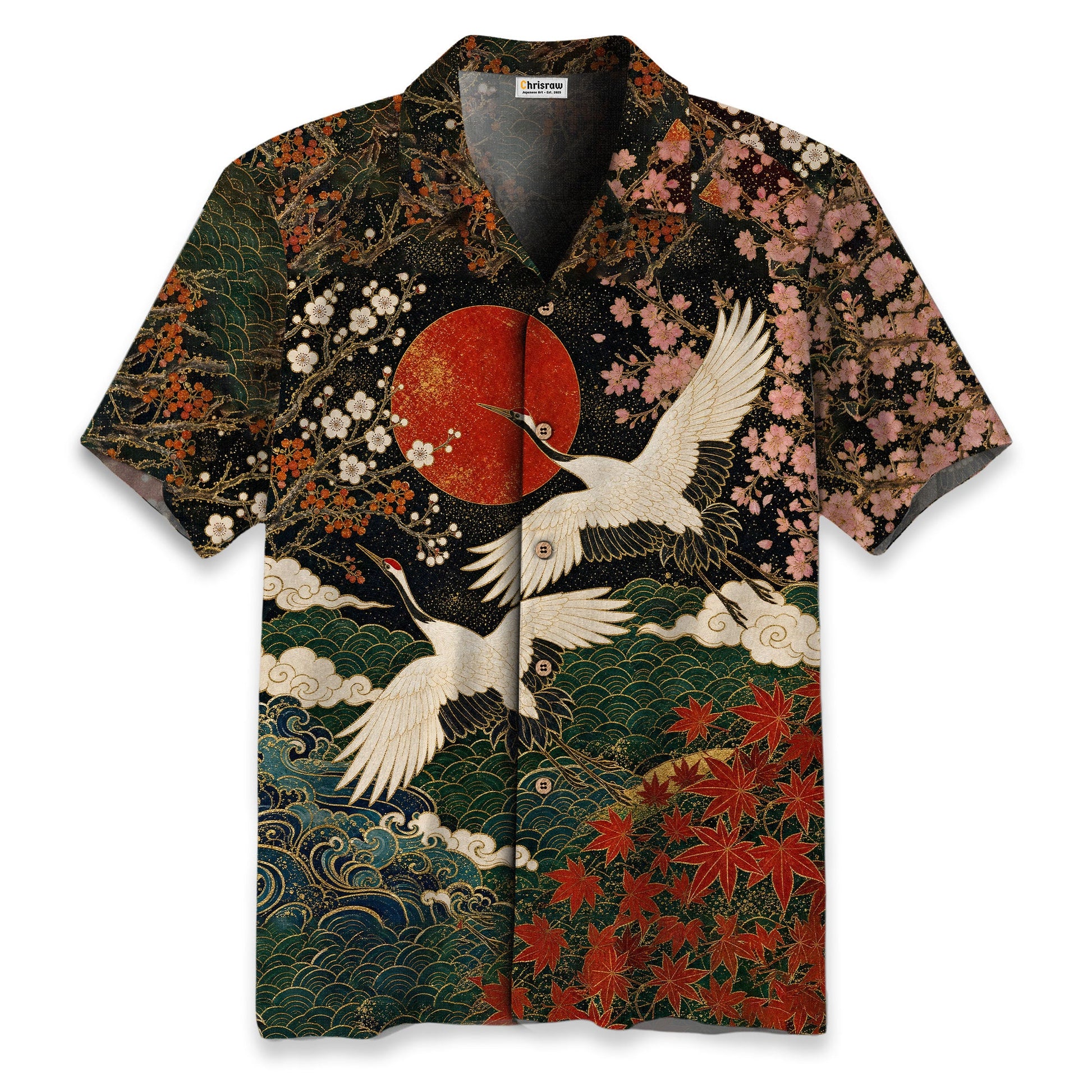 Cranes of Edo Hawaiian Shirt