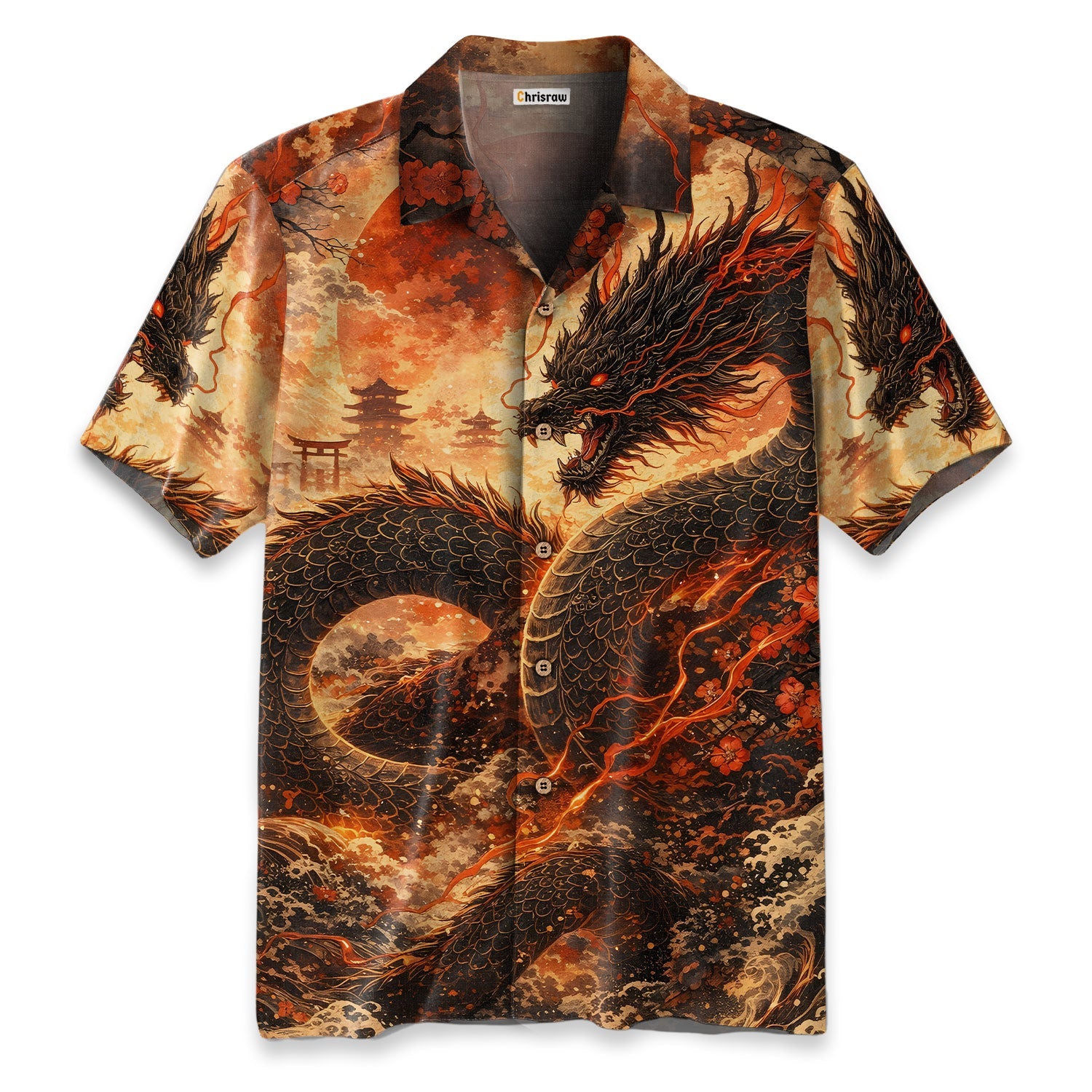 Crimson Storm Dragon Hawaiian Shirt