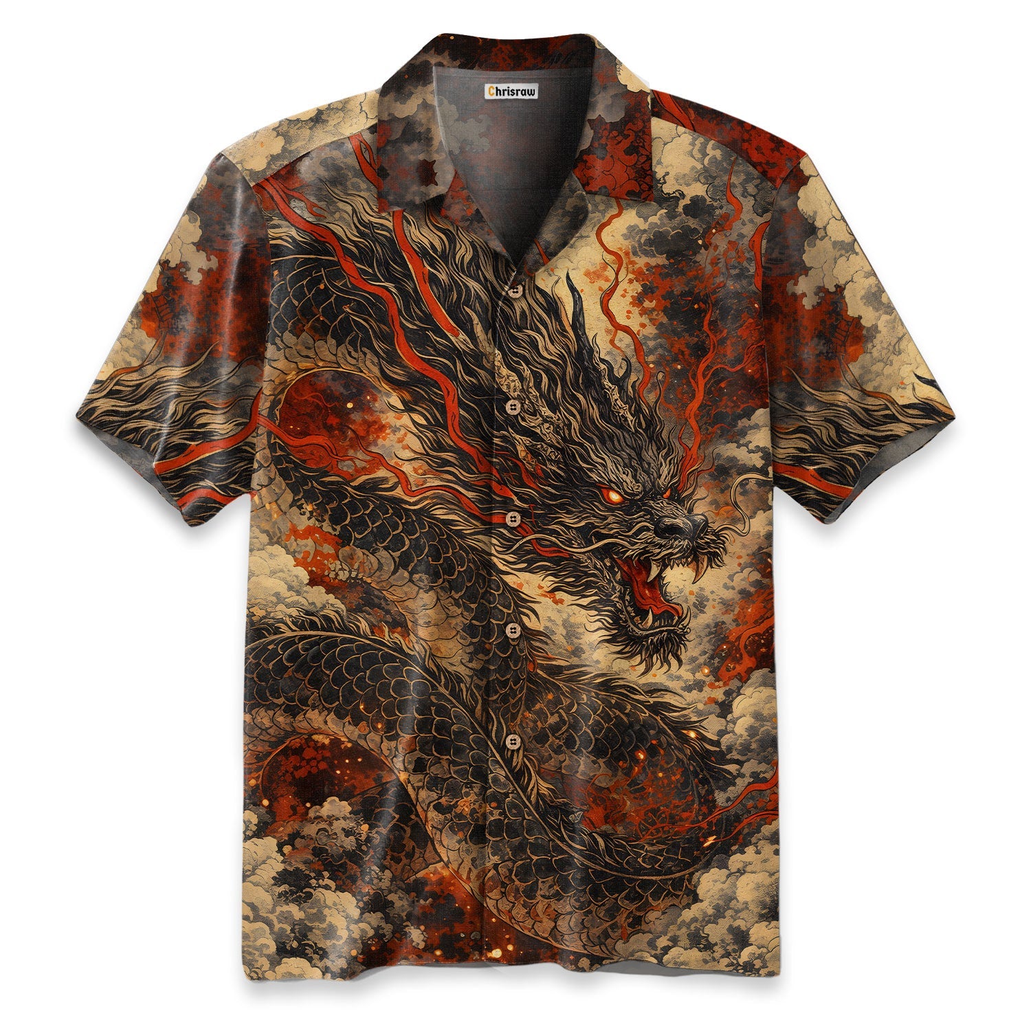 Crimson Storm Dragon Hawaiian Shirt
