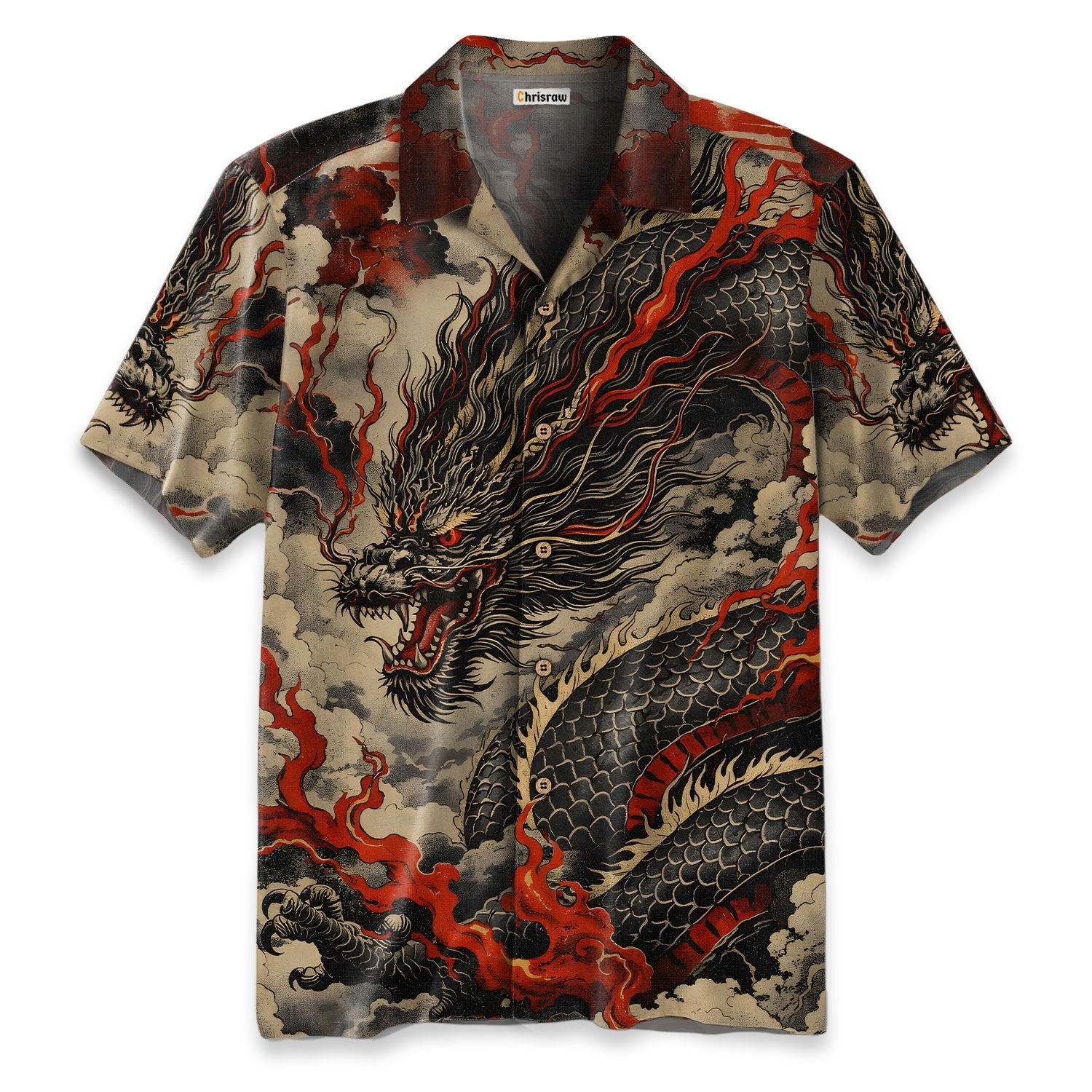Crimson Storm Dragon Hawaiian Shirt