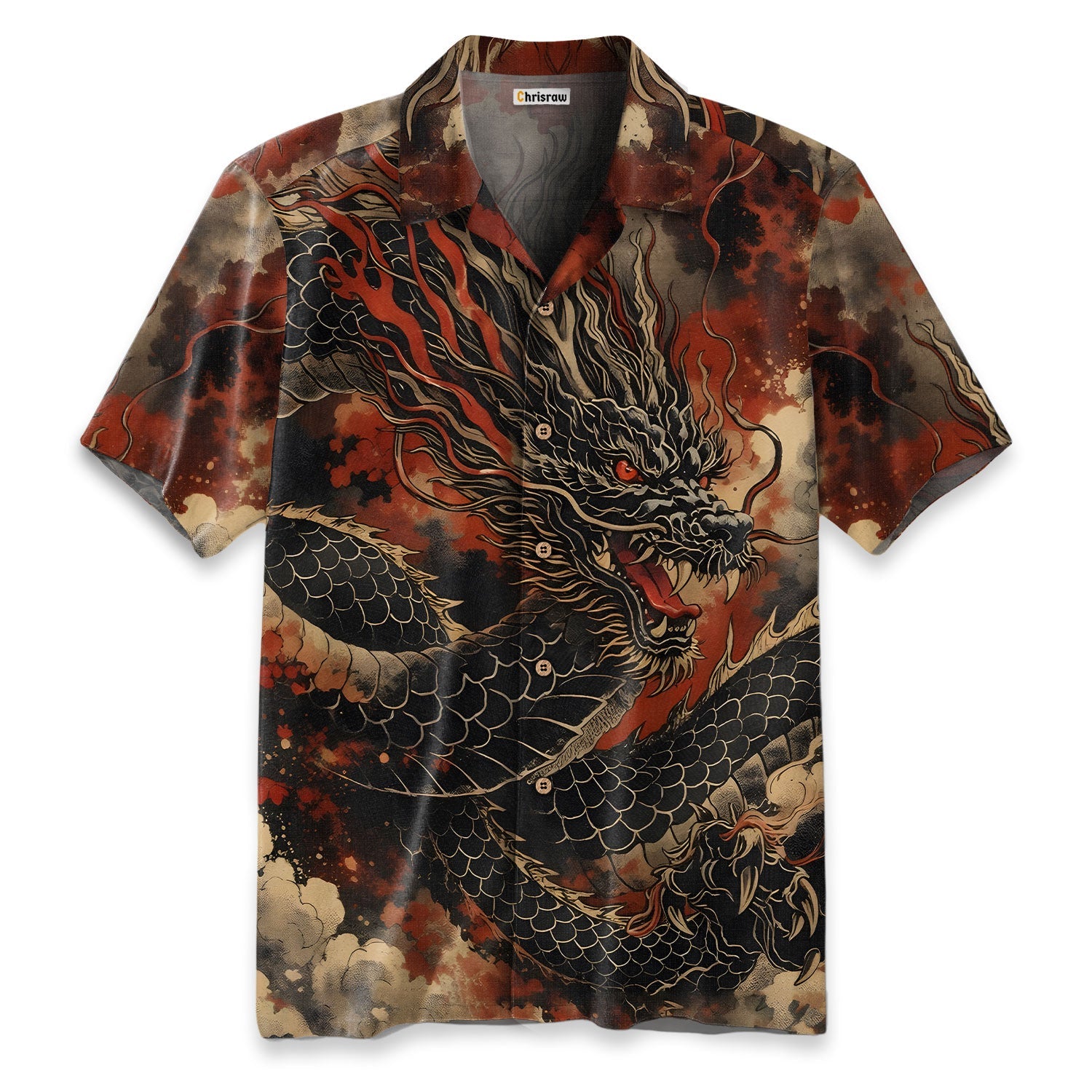 Crimson Storm Dragon Hawaiian Shirt