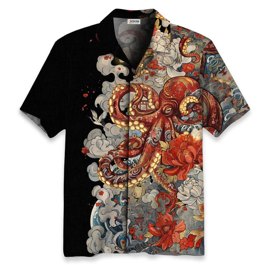 Octopus with Flowers and Clouds Hawaiian Shirt