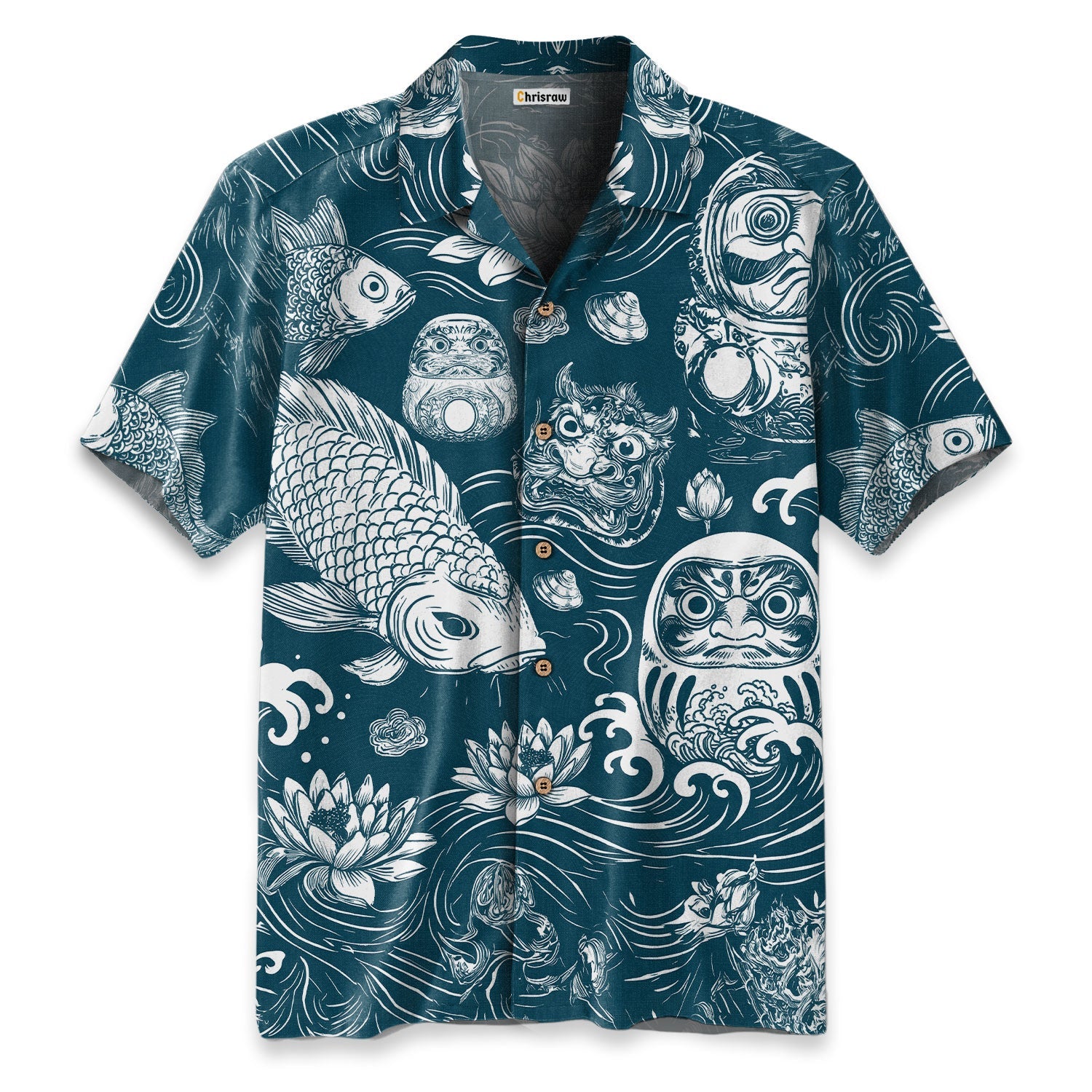 Daruma And Koi Hawaiian Shirt