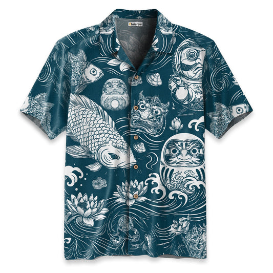 Daruma And Koi Hawaiian Shirt