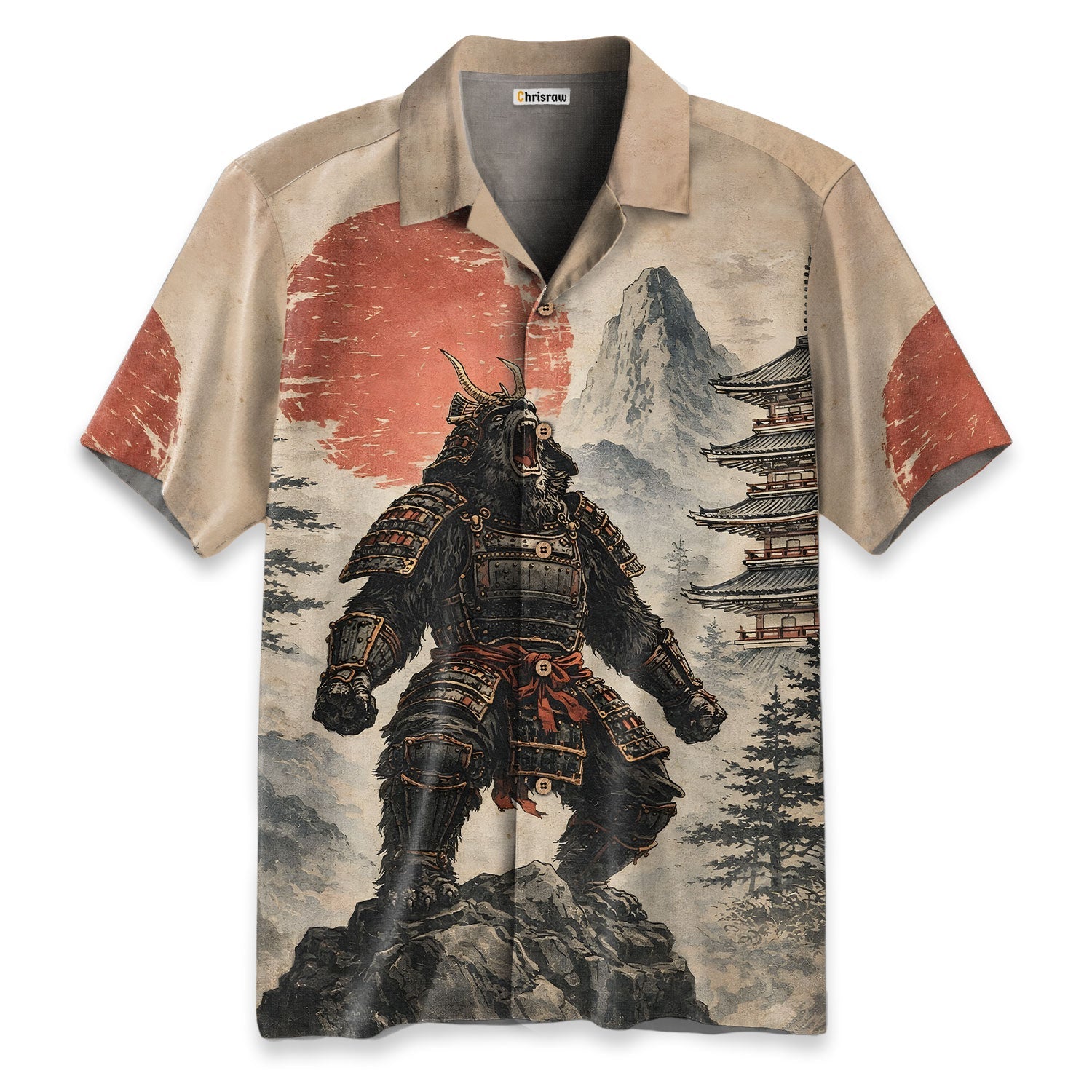 Japanese Samurai Bigfoot Hawaiian Shirt