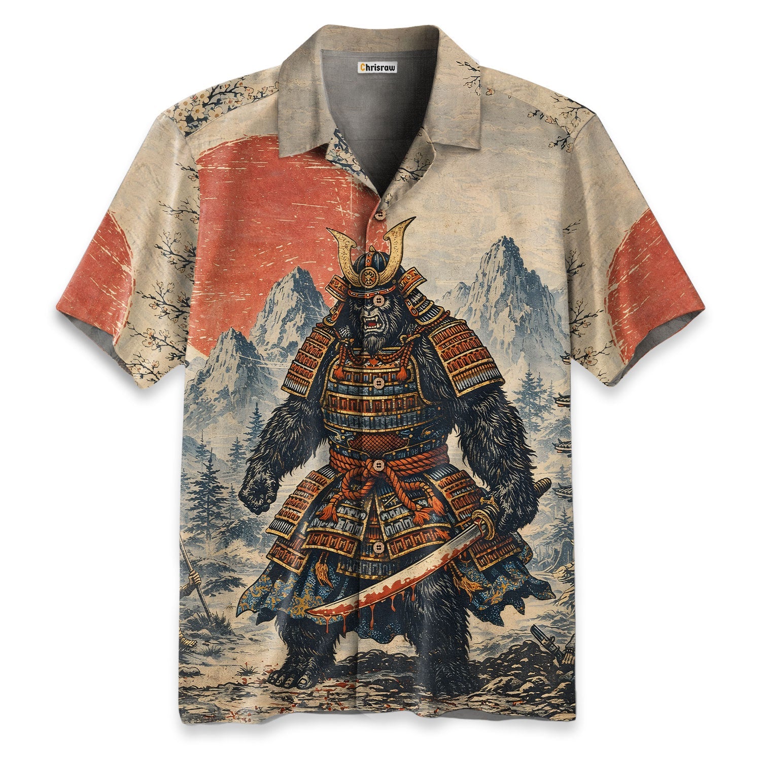 Japanese Samurai Bigfoot Hawaiian Shirt