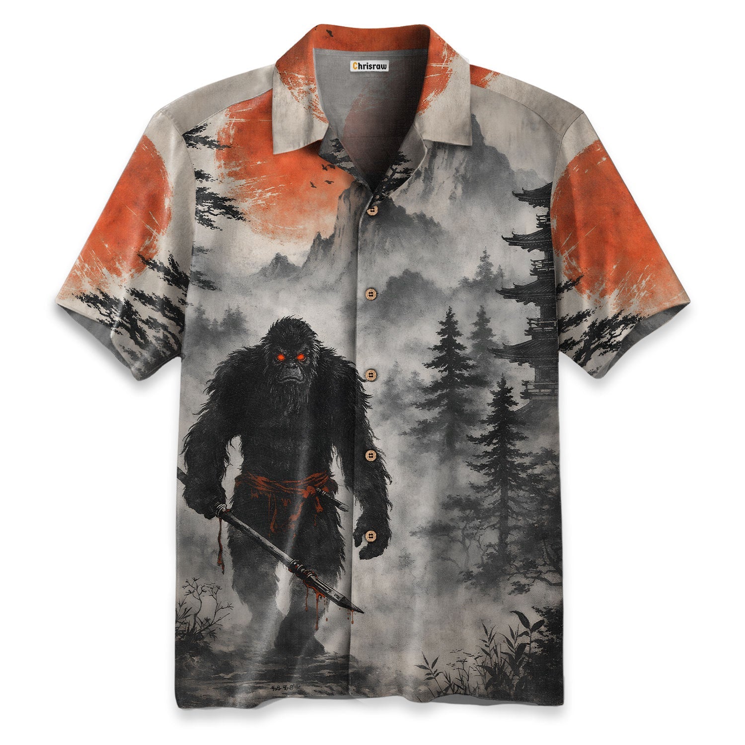 Japanese Samurai Bigfoot Hawaiian Shirt
