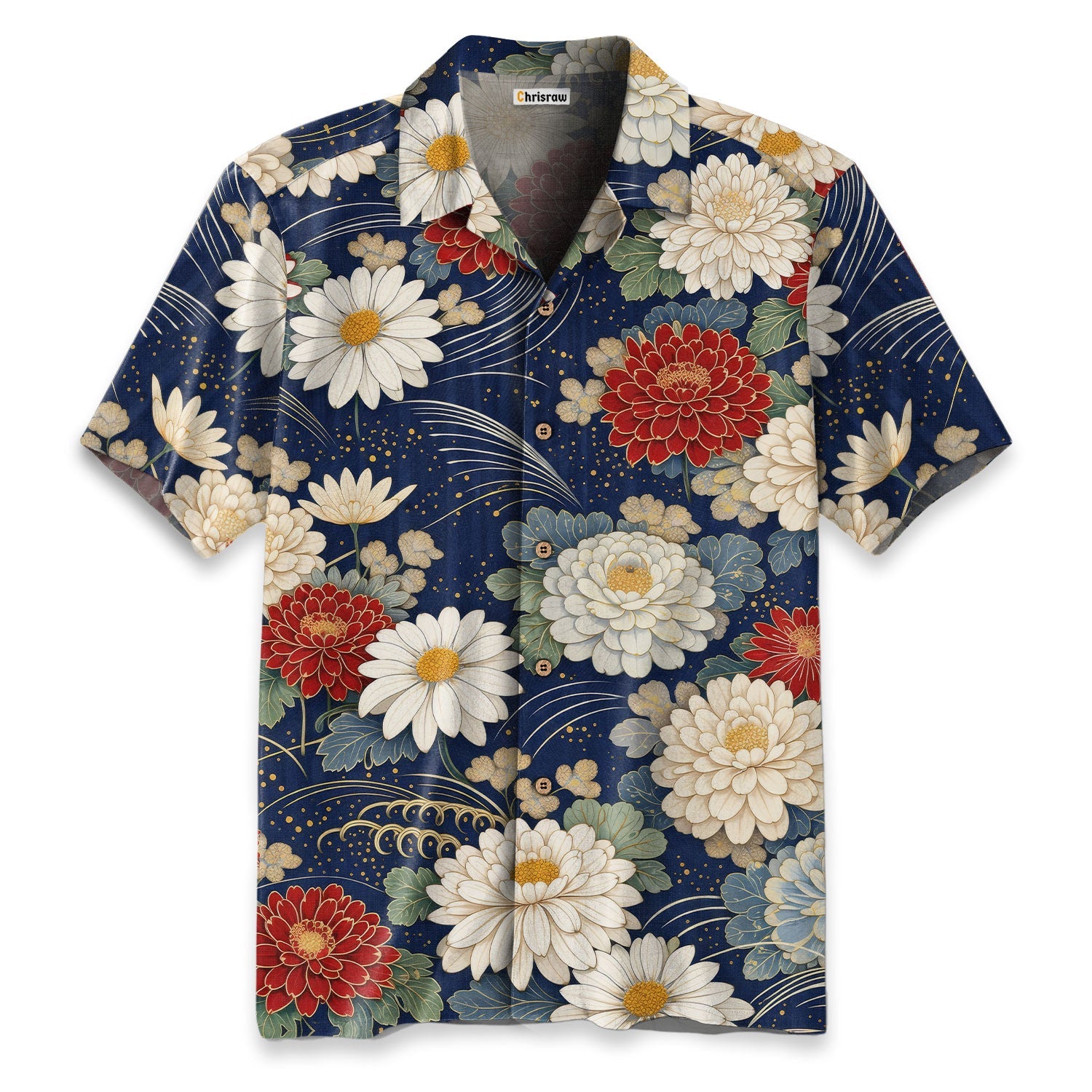 Crimson Daisy Hawaiian Shirt