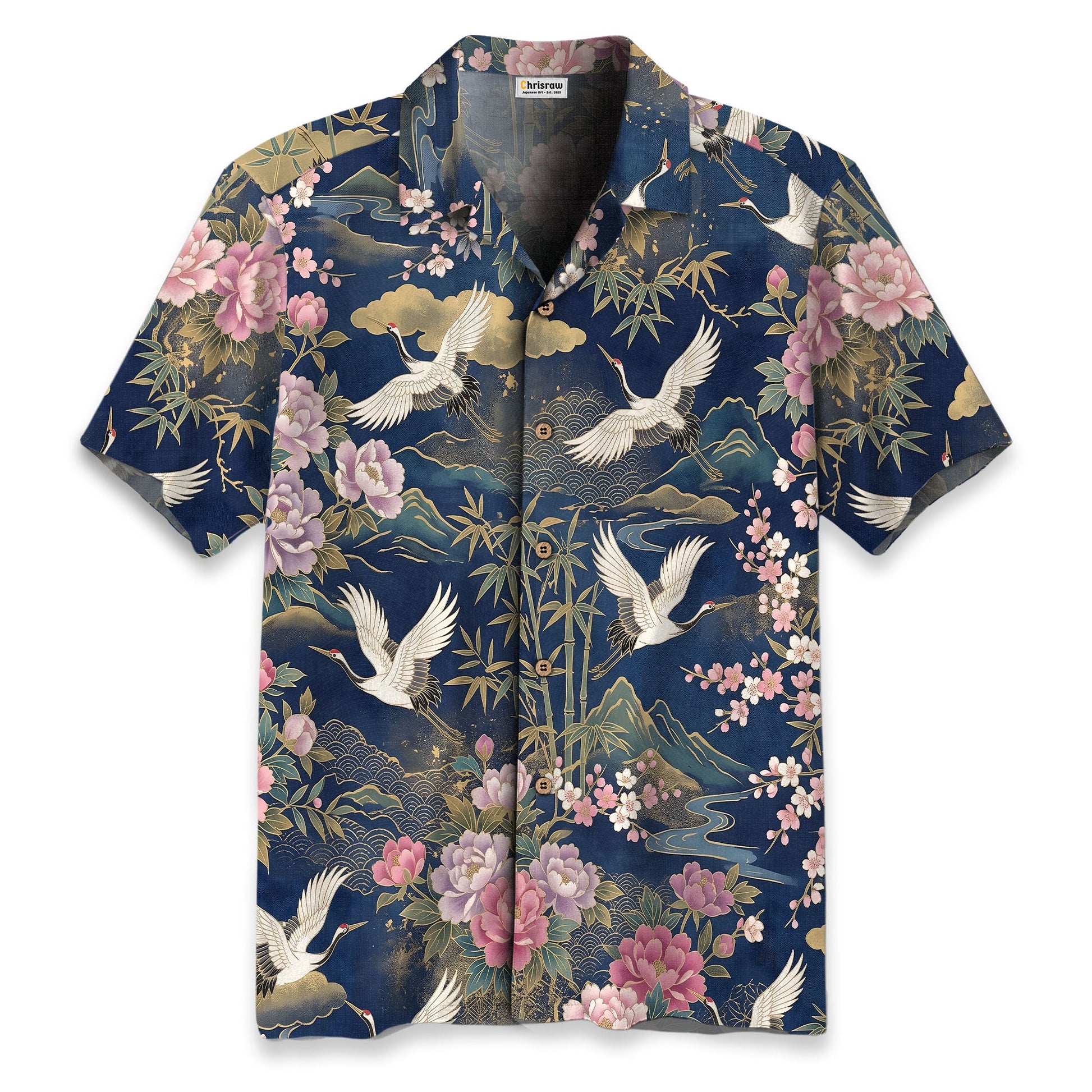 Cranes of Edo Hawaiian Shirt