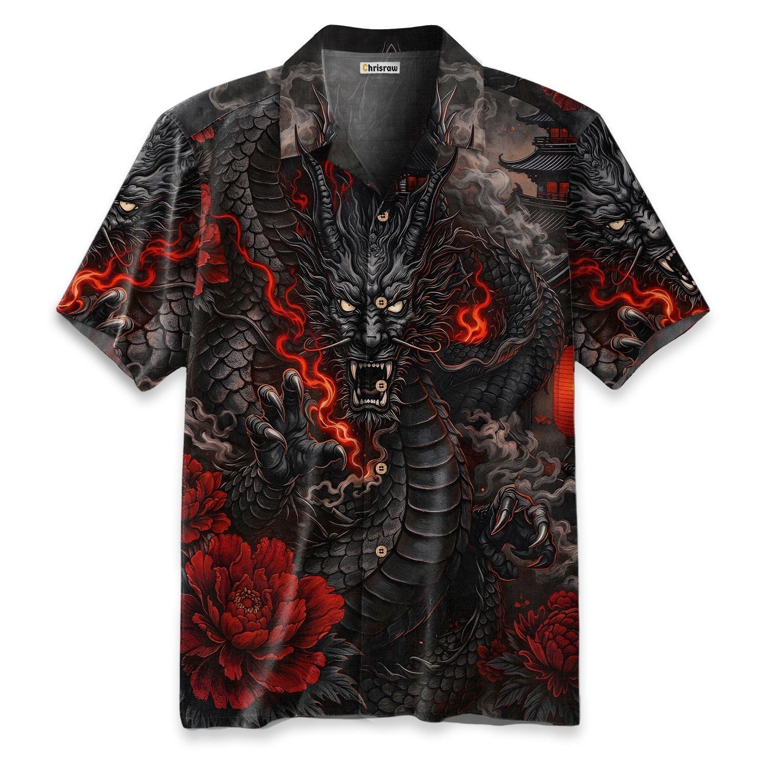 Shadow Fire Dragon Hawaiian Shirt