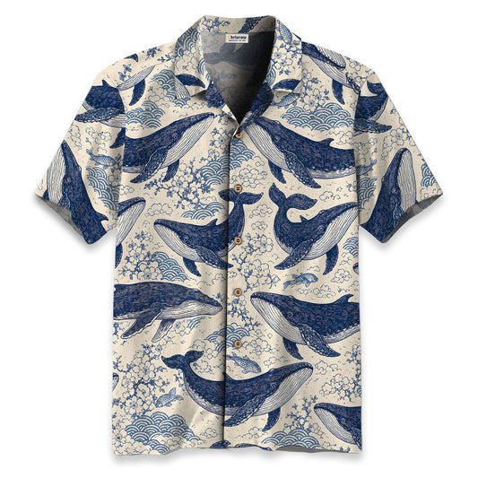 Blue Ocean Whale Hawaiian Shirt