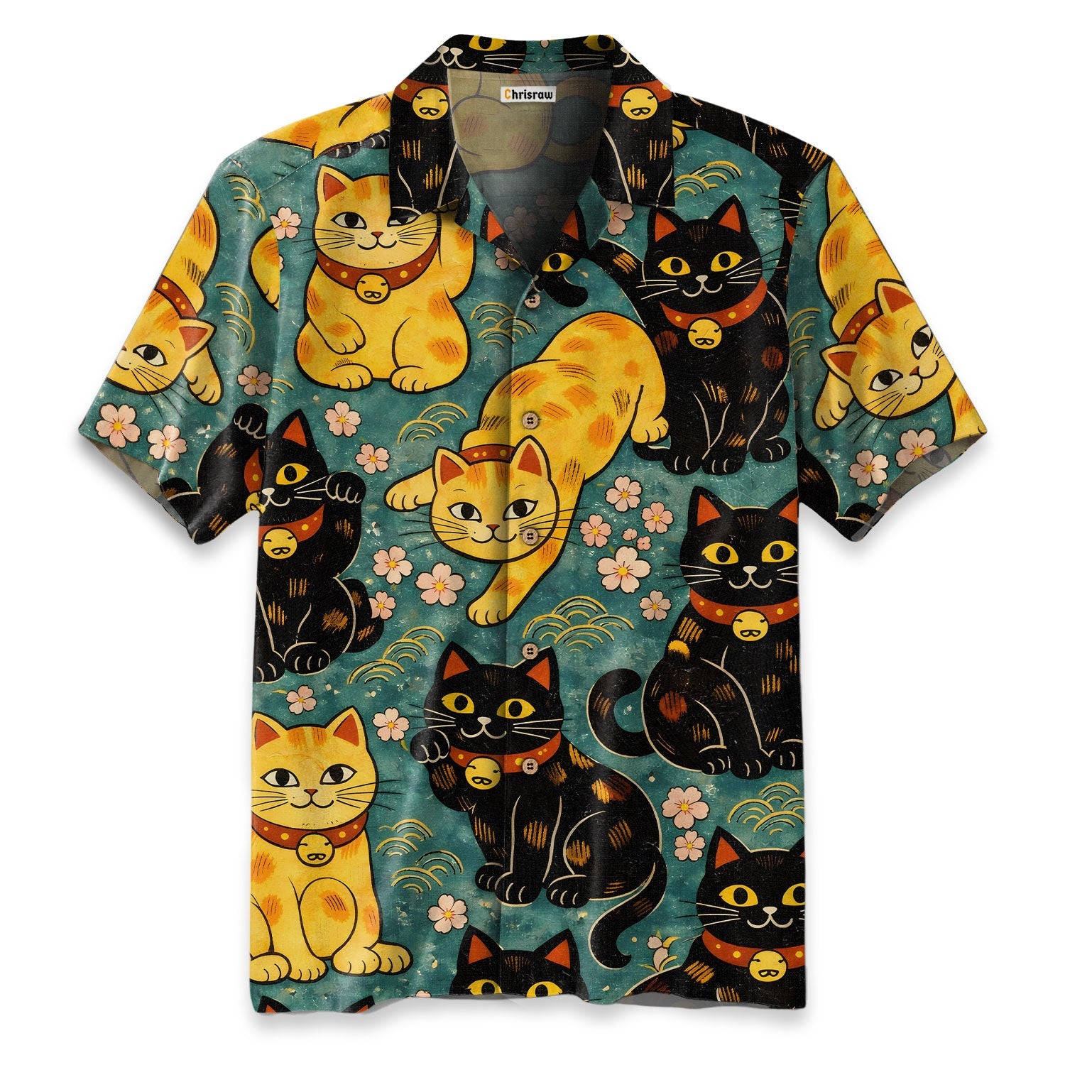 Yellow Cat And Black Cat Hawaiian Shirt