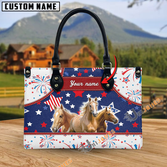 Unijames Palomino America Lover Custom Name 3D Leather Handbag
