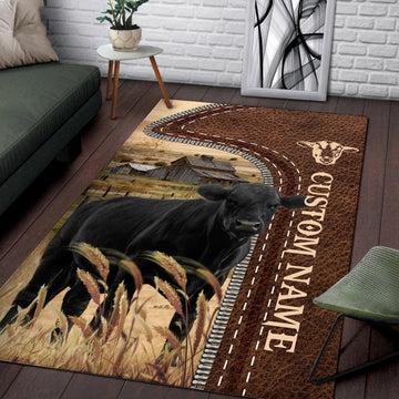 Uni Black Angus Farming Personalized Name 3D Rug