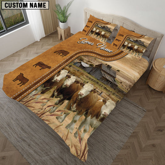 Uni Simmental On The Farm Personalized Name Bedding Set