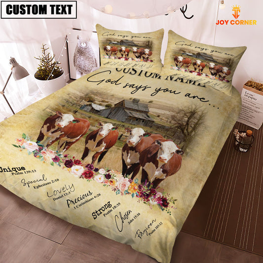 Uni Hereford God Says You Are Custom Name Bedding Set