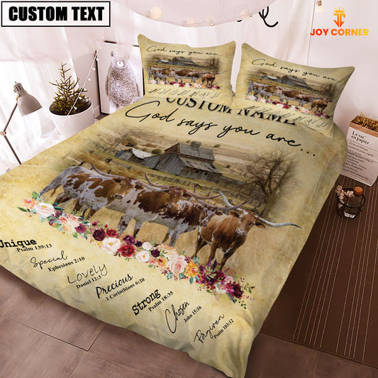 Uni Texas Longhorn God Says You Are Custom Name Bedding Set